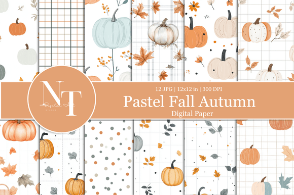 Download Pastel Fall &amp; Autumn Digital Paper - Autumn digital paper Collection