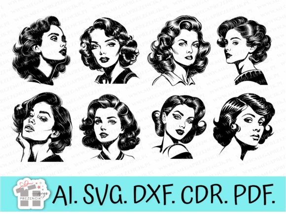 Download Vector Graphics Women in RETRO Style - Vector graphics Collection