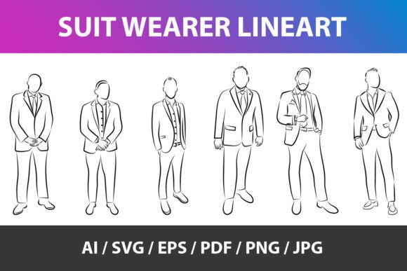 Download Suit Wearer Lineart Vector Graphics Pack - Vector graphics Collection