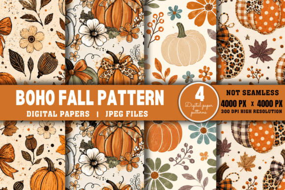 Download Boho Fall Pattern, Autumn Digital Paper - Autumn digital paper Collection