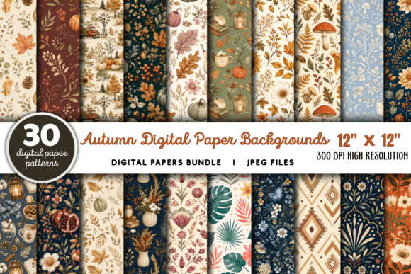 Download Autumn Digital Paper Background Bundle - Autumn digital paper Collection