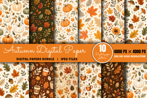 Download Autumn Digital Paper Bundle, Fall Digita - Autumn digital paper Collection