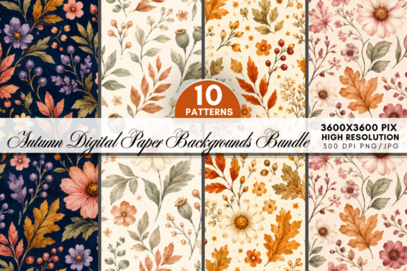 Download Autumn Digital Paper Bundle,Pumpkin - Autumn digital paper Collection
